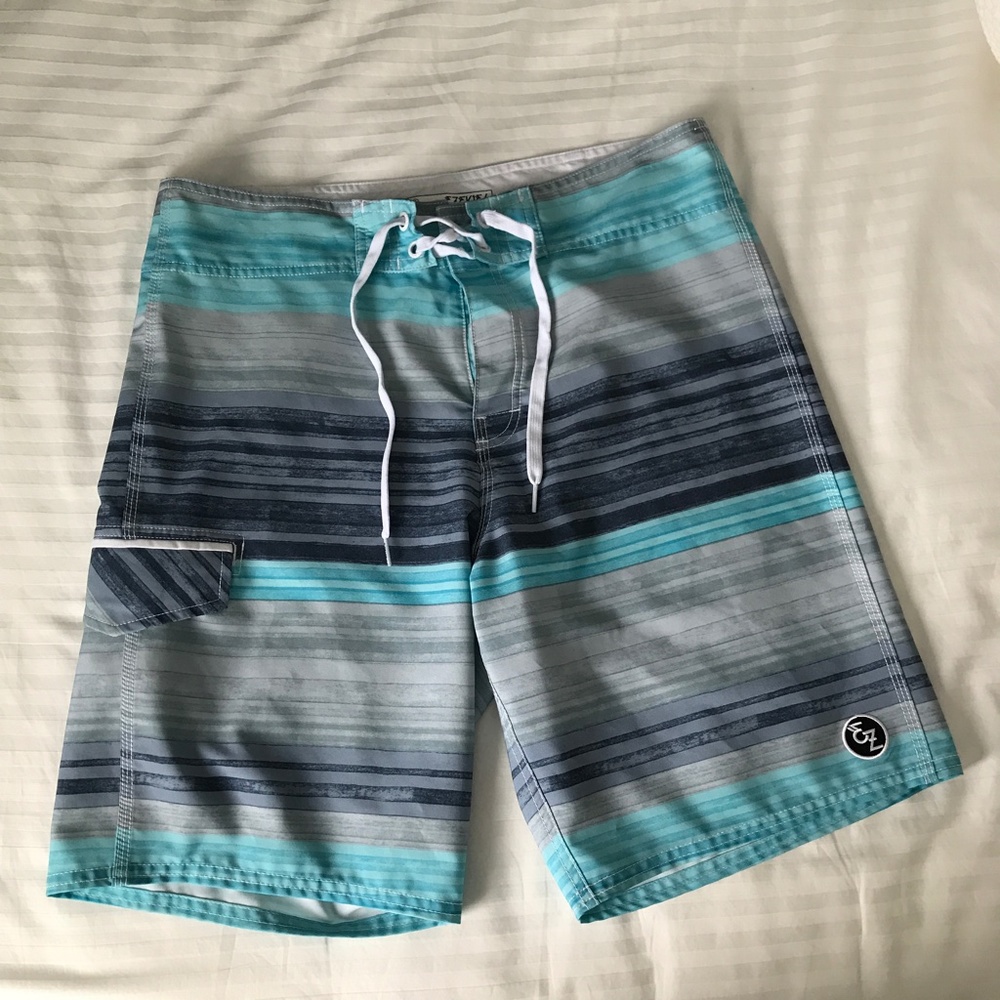 Ezekiel - White & Blue Stripped Short